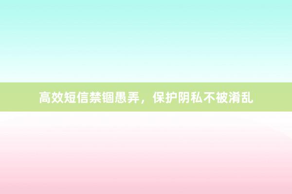 高效短信禁锢愚弄，保护阴私不被淆乱